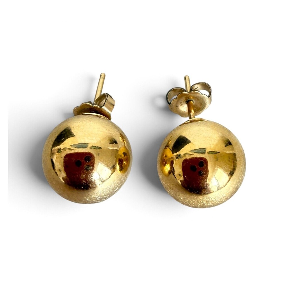 Vintage Napier Gold Tone Large Sphere Ball Stud Earrings